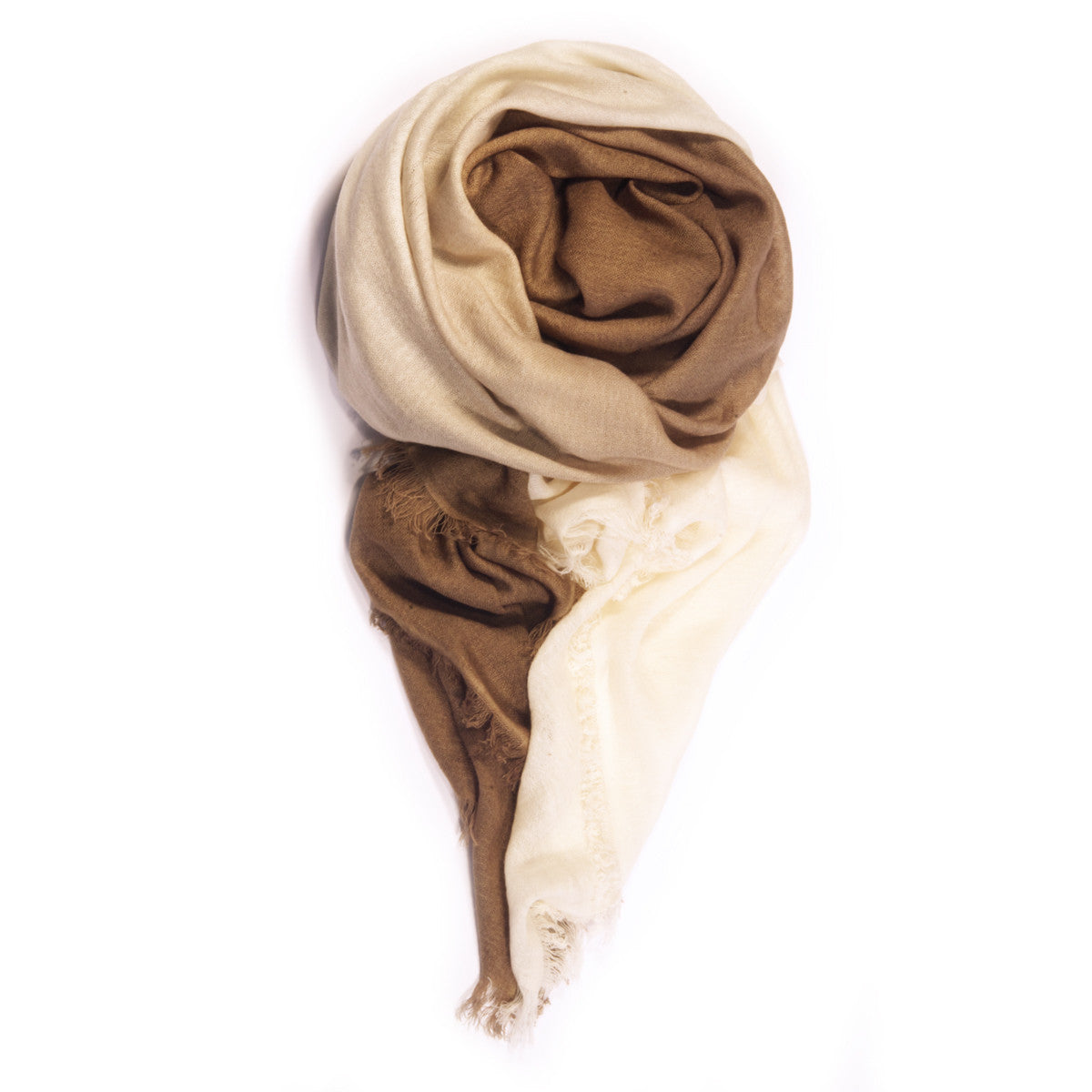 Fig & Bella Beige Ivory Ombré Cashmere Scarf