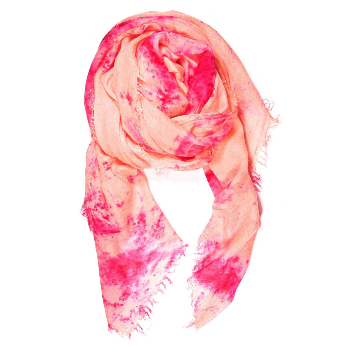 Fig & Bella Marble Tie Dye Scarf Peach Fuchsia